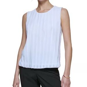 Calvin Klein White Sleeveless Pleated Camisole